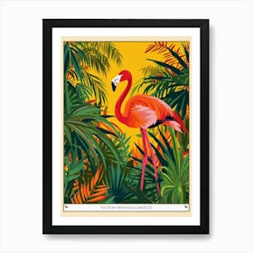 Greater Flamingo Yucatn Peninsula Mexico Tropical Illustration 5 Poster Art Print