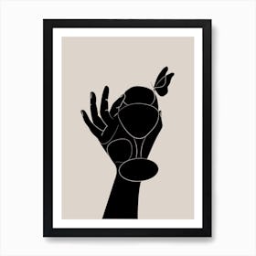 Hand Holding A Glass Of Wine Art Print
