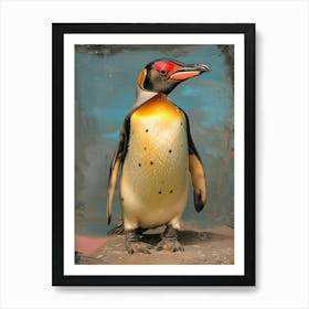 Galapagos Penguin Fernandina Island Colour Block Painting 4 Art Print