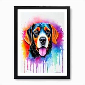 Black And Tan Coonhound Rainbow Oil Painting Dog Art Print