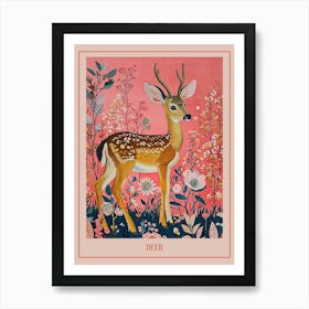 Floral Animal Painting Deer 2 Poster Art Print