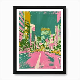 Roppongi Hills In Tokyo Duotone Silkscreen 1 Art Print