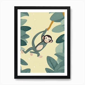 Monkey Jungle Cartoon Illustration 3 Art Print