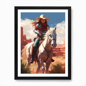 Cowgirl Impressionism Style 5 Art Print