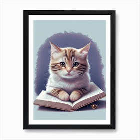 Cat Reader Art Print