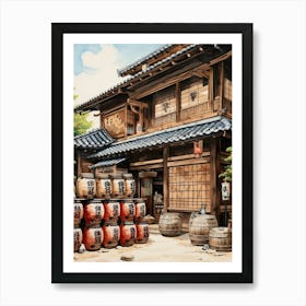 Sake Barrels Japanese 6 Art Print