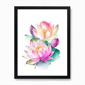 Lotus Flower Bouquet Watercolour 4 Art Print