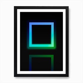 Neon Blue and Green Abstract Geometric Glyph on Black n.0235 Art Print
