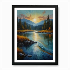 Sunset By The River 1 Art Print