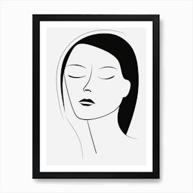 Woman Portrait Line Art 2 Art Print