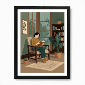 Woman Reading A Book Art Print