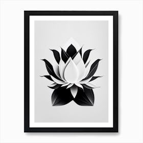 American Lotus Black And White Geometric 1 Art Print