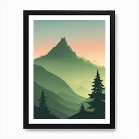 Misty Mountains Vertical Composition In Green Tone 104 Art Print