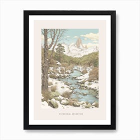 Vintage Winter Poster Patagonia Argentina 2 Art Print