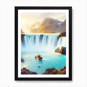 Godafoss, Iceland Waterfall Landscape Art Print