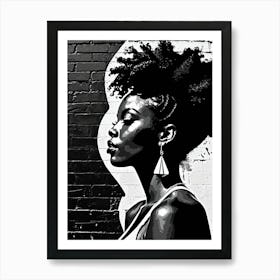 Vintage Graffiti Mural Of Beautiful Black Woman 51 Art Print