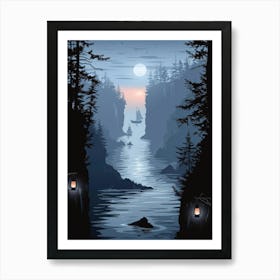 Night At The Cliffs Art Print