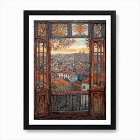 A Window View Of Havana In The Style Of Art Nouveau 3 Art Print