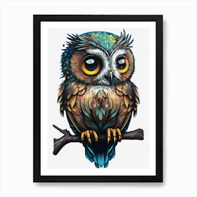 Colorful owl Art Print