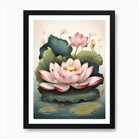 Lotus Flower Illustration Art Print 1 Art Print