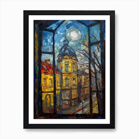 Window View Of Moscow Russia In The Style Of Expressionism 1 Art Print