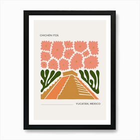 Chichen Itza   Yucatan, Mexico, Warm Colours Illustration Travel Poster 2 Art Print