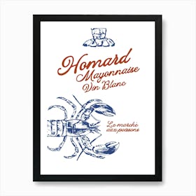 Homard Mayonnaise Kitchen Wall Art, Printable Lobster Poster, Gift, Seafood Decor, Mayonnaise Bowl Decor Art Print