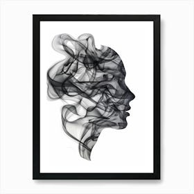 Silhouette Of A Woman With Smoke Art Print