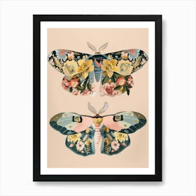 Luminous Butterflies William Morris Style 3 Art Print