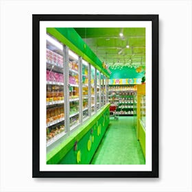 Green Tiger Exuding Cheerfulness Exploring The Whimsical Interior Of A Candy Shop Surrounded By Vi 1 Art Print