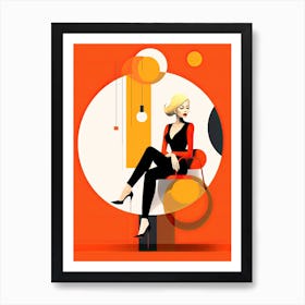 Abstract Woman Sitting On A Chair, minimalism Art Print