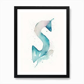 S, Letter, Alphabet Minimalist Watercolour 1 Art Print