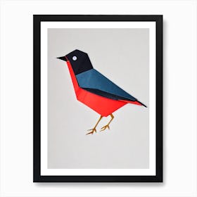 European Robin Origami Bird Art Print