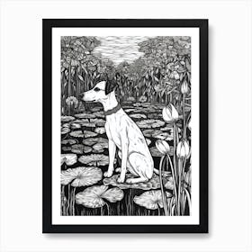 Drawing Of A Dog In Royal Botanic Gardens, Kew United Kingdom In The Style Of Black And White Colouring Pages Line Art 03 Art Print