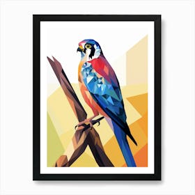 Colourful Geometric Bird American Kestrel 2 Art Print