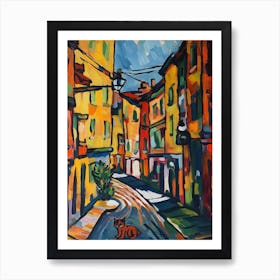 Painting Of San Francisco With A Cat In The Style Of Fauvism 3 Art Print