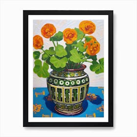 Flowers In A Vase Still Life Painting Portulaca 2 Art Print