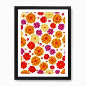 Marigold Floral Print Warm Tones1 Flower Art Print