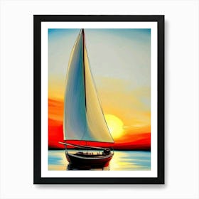 Sailboat At Sunset 4 Art Print