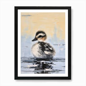Black & White Duckling Gouache 4 Art Print