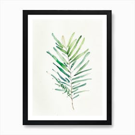 Yew Leaf Minimalist Watercolour 2 Art Print