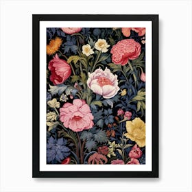 Flowers On A Black Background 3 Art Print