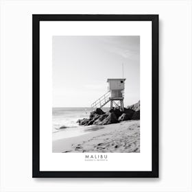 Poster Of Malibu, Black And White Analogue Photograph 3 Art Print