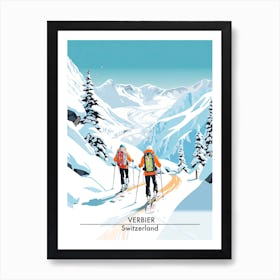 Verbier   Switzerland, Ski Resort Poster Illustration 1 Art Print