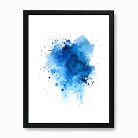 Blue Watercolor Splatter Art Print