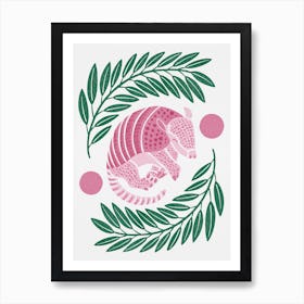 Armadillo   Pink And Green Art Print