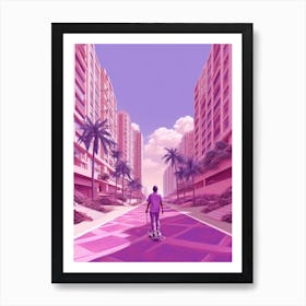 Skateboarding In Dubai, United Arab Emirates Futuristic 3 Art Print