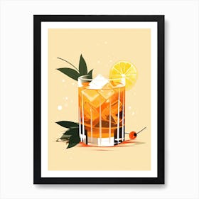 Illustration Mai Tai Floral Infusion Cocktail 3 Art Print