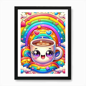 Kawaii Coffee 1 Art Print