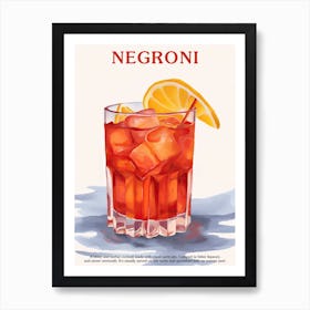 Negroni Poster Cocktail Kitchen Art Art Print